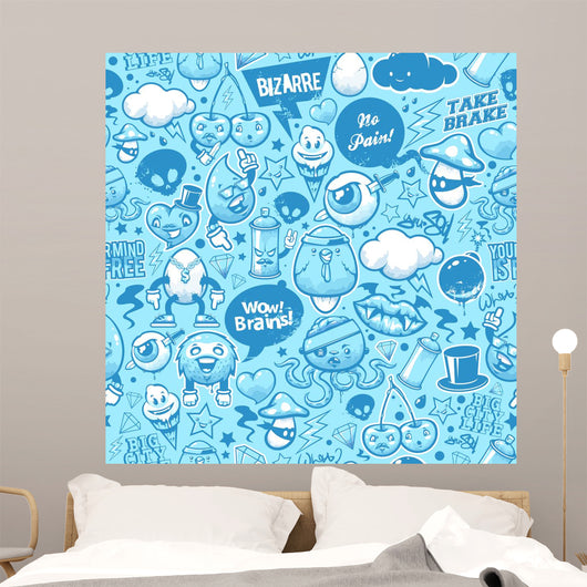 Graffiti Seamless Texture With Speech Bubbles Wall Decal