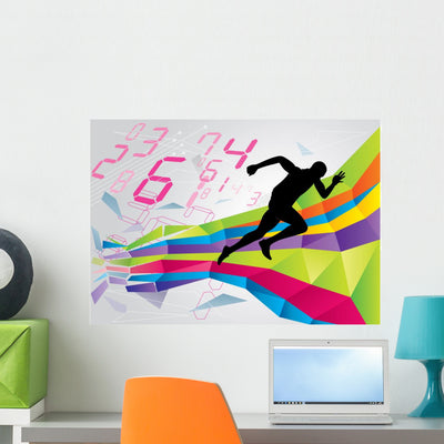 Running Man Wall Mural shown on a wall