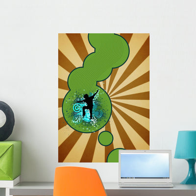 Skate Jumping shown on a wall