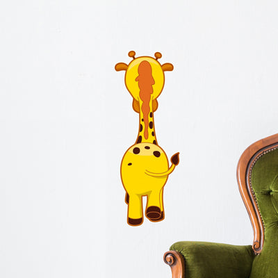 Giraffe Back Wall Decal shown on a wall