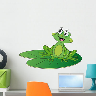 Green Frog Sitting Green shown on a wall