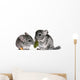 pair of young chinchillas with a dry leaf from a tree. Wall Decal