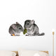 pair of young chinchillas with a dry leaf from a tree. Wall Decal