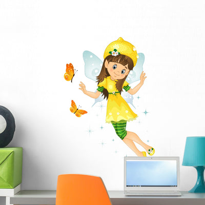 Lemon Fairy Wall Decal shown on a wall