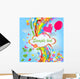 Banner with flowers and rainbow Wall Mural