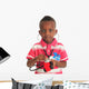 Black African American child with stethoscope and car Wall Decal