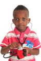 Black African American child with stethoscope and car Wall Decal