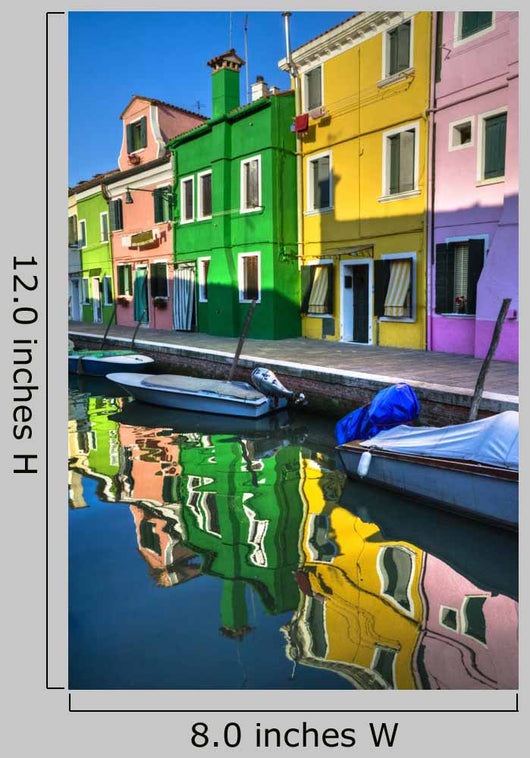 Colorful Burano Italy canal reflections Wall Mural