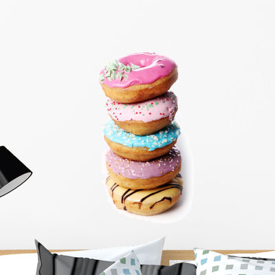 Tasty Tower Donuts Wall Decal shown on a wall