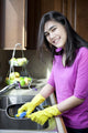 Teen Girl Washing Dishes
