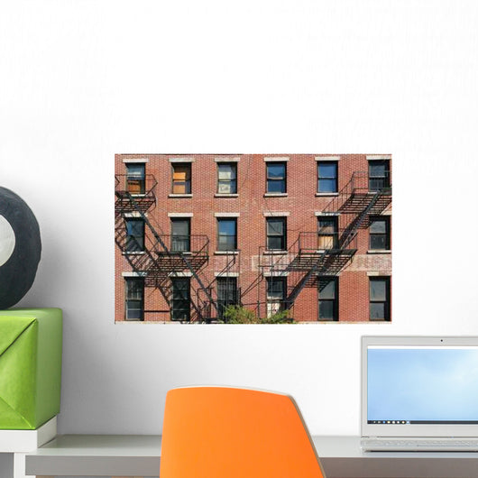 New York Brick Building and Fire Escapes Wall Decal