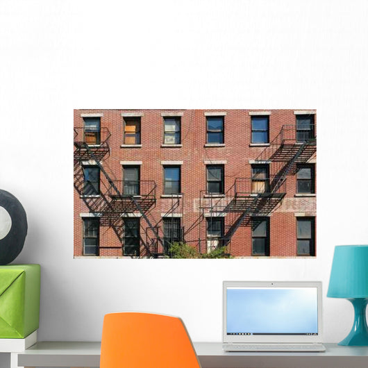 New York Brick Building and Fire Escapes Wall Decal