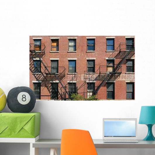 New York Brick Building and Fire Escapes Wall Decal