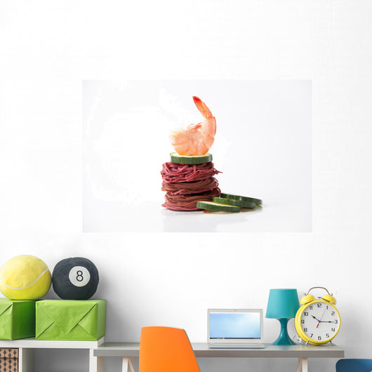 Red Shrimp and Zucchini Wall Mural