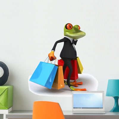 Frog and Tuxedo Wall Decal shown on a wall