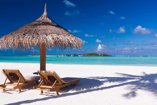Chairs and Umbrella on a Beach Wall Mural