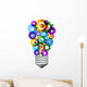 colorful gear turning light bulb Wall Decal