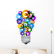 colorful gear turning light bulb Wall Decal