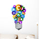 colorful gear turning light bulb Wall Decal