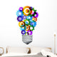 colorful gear turning light bulb Wall Decal