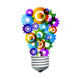 colorful gear turning light bulb Wall Decal