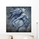 Nude mermaid illustration in blue colors with shine effects Wall Mural