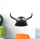 Retro motorcycle helmet with bull long horns. Wall Decal