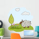 spring greeting card with sheep Wall Decal