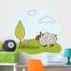 spring greeting card with sheep Wall Decal