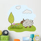 spring greeting card with sheep Wall Decal