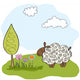 spring greeting card with sheep Wall Decal