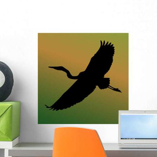 Heron Bird Silhouette Wall Mural