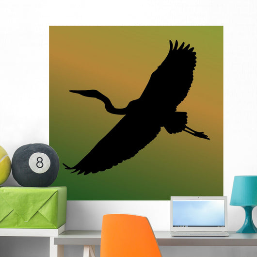 Heron Bird Silhouette Wall Mural
