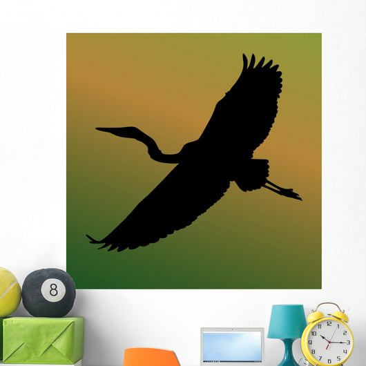 Heron Bird Silhouette Wall Mural
