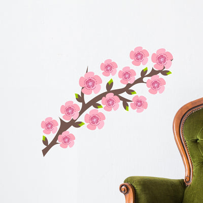 Cherry Blossom Wall Decal shown on a wall