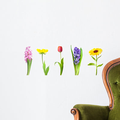Collection Spring Flowers Wall Decal shown on a wall