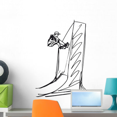 Sketch Skateboard Boy Vector shown on a wall