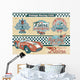 Racing Car Vintage Elements Wall Mural