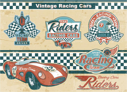 Racing Car Vintage Elements Wall Mural