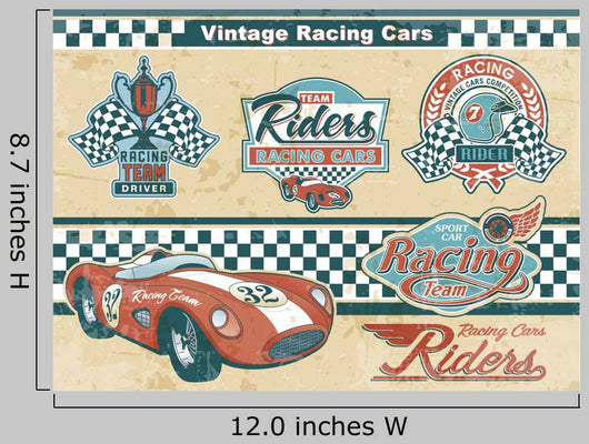 Racing Car Vintage Elements Wall Mural