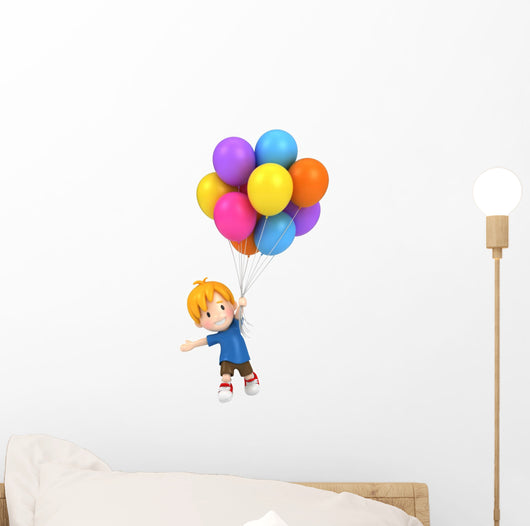 Floating Kid with Balloons Wall Decal