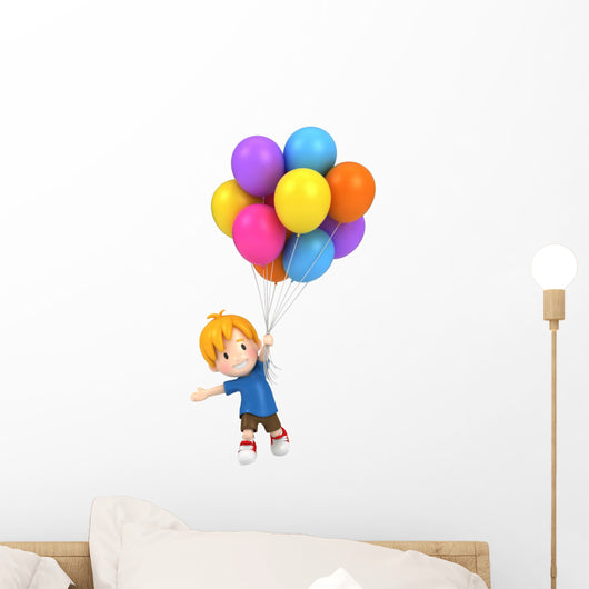Floating Kid with Balloons Wall Decal
