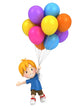 3d render of a floating kid with balloons Wall Decal
