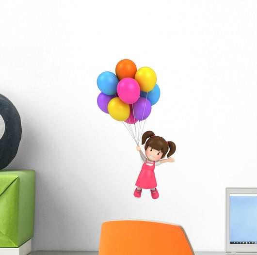 Floating Kid with Balloons Wall Decal