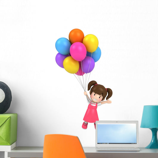 Floating Kid with Balloons Wall Decal