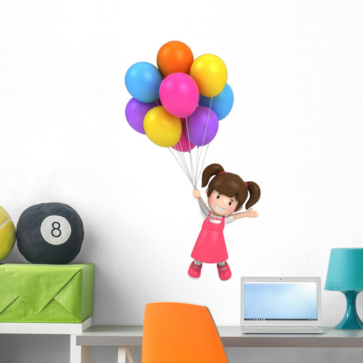 Floating Kid with Balloons Wall Decal