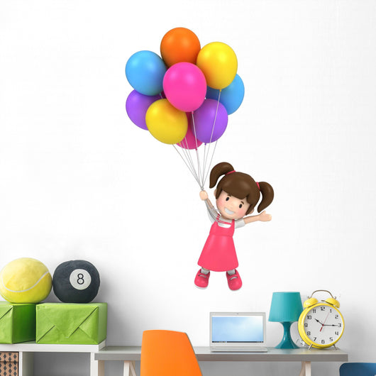 Floating Kid with Balloons Wall Decal