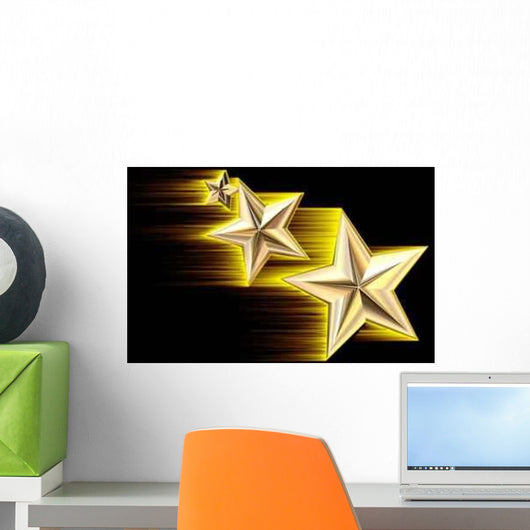 Gold 3D Shooting Stars Wall Decal