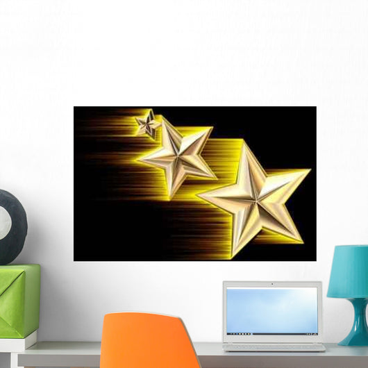 Gold 3D Shooting Stars Wall Decal