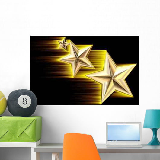 Gold 3D Shooting Stars Wall Decal